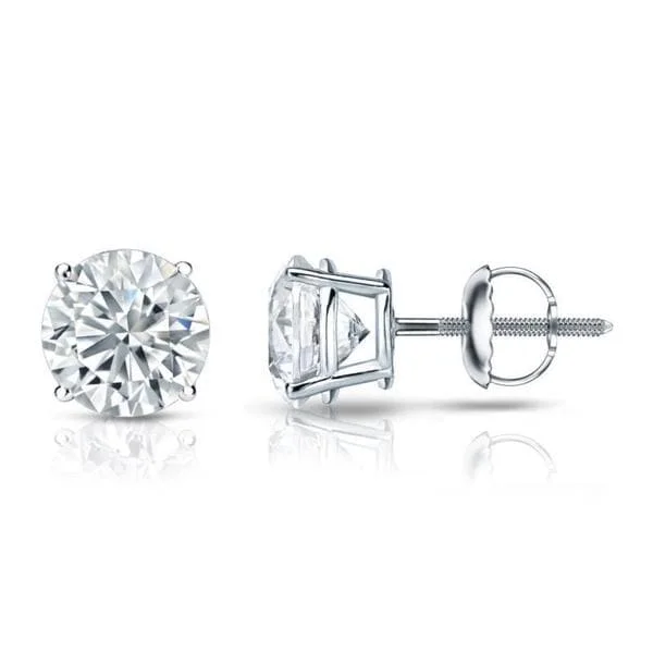 Shiny pewter earrings-Auriya Platinum 2 1/2ctw Round Diamond Stud Earrings GIA Certified