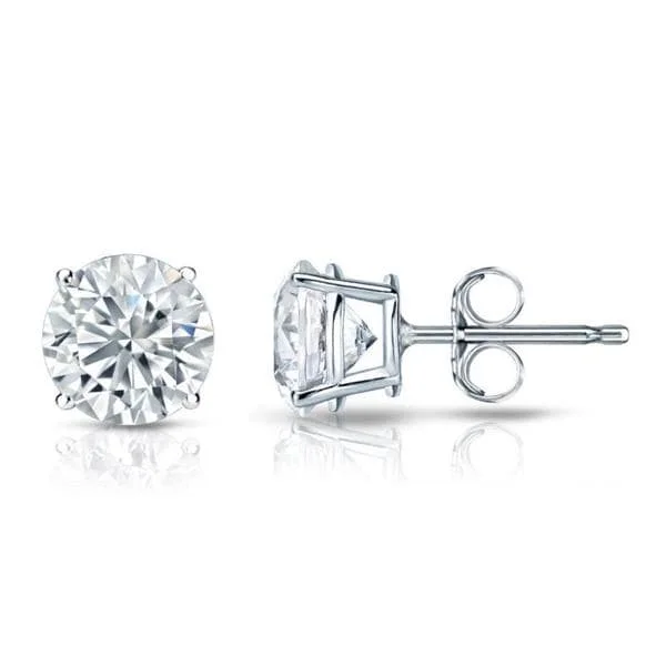 Tiled design earrings-Auriya Platinum 3ctw Round Diamond Stud Earrings Certified