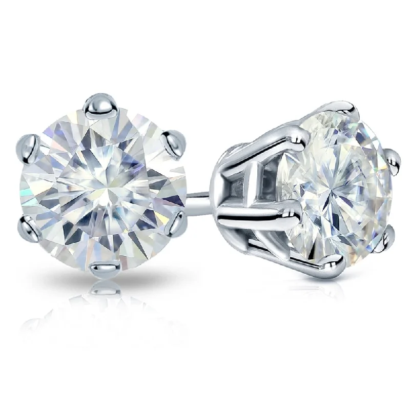 Channel-edge earrings-Auriya Platinum 4ctw Round Moissanite Stud Earrings