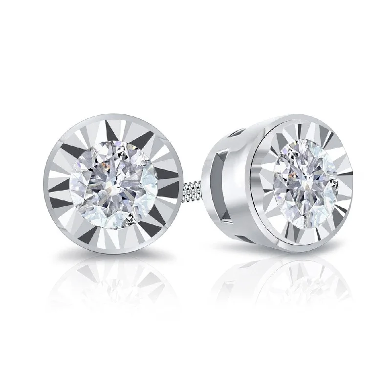 Molten silver earrings-Auriya Round 1/2cttw Bezel Set Diamond Stud Earrings 14K Gold