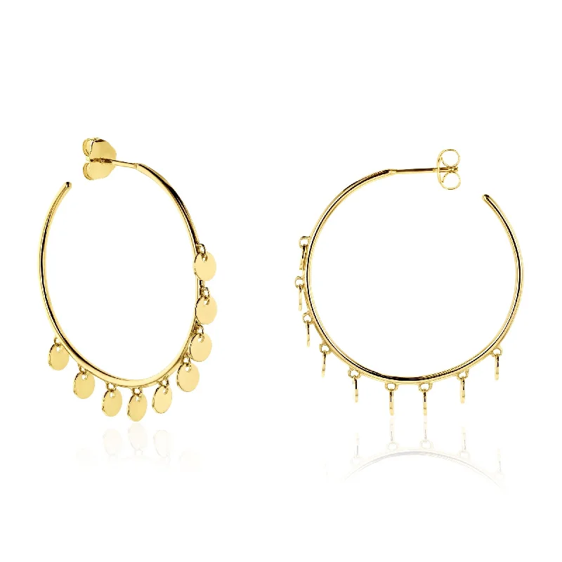 Swept design earrings-Boho Disk Hoop Earrings