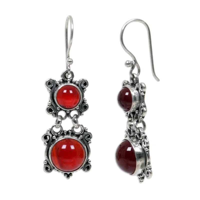 Vivid stone earrings-Carnelian 'Radiant Queen' Earrings