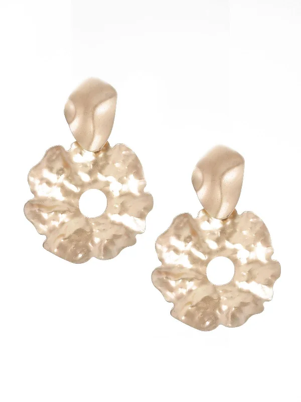 Angled design earrings-Odette Women Classy Gold Dangle Earrings