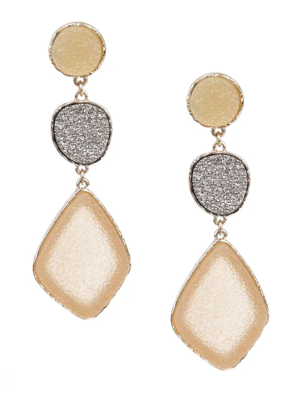 Ripple-wave earrings-Odette Women Classy Gold Dangle Earrings