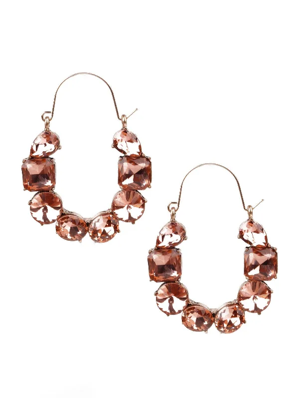 Sleek cobalt earrings-Odette Women Brown Hoop Earring