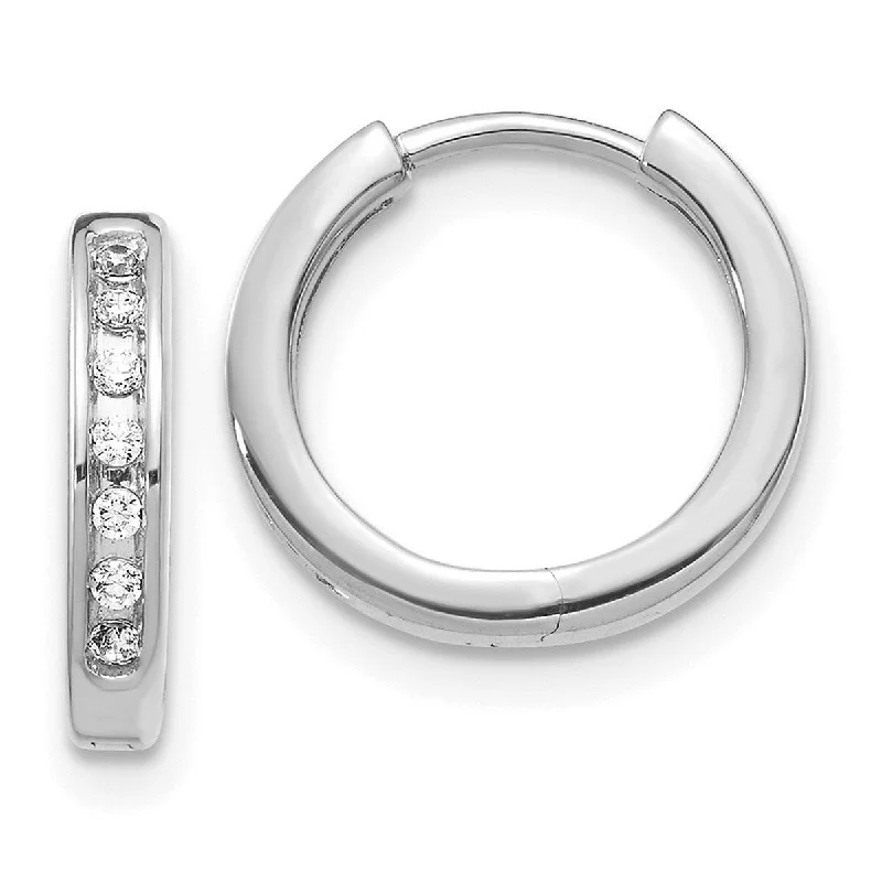 Rich kyanite earrings-Curata 14k White Gold Diamond Hinged Hoop Earrings Measures 12x14mm Wide 2mm Thick