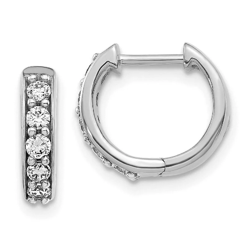 Stellar design earrings-Curata 14k White Gold Diamond Hoop Earrings Measures 11x12mm Wide 2mm Thick