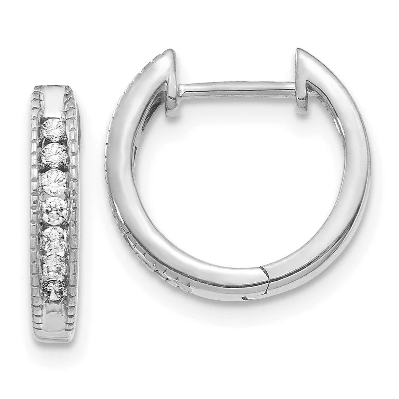 Open-sun earrings-Curata 14k White Gold Diamond Hoop Earrings Measures 12x14mm Wide 3mm Thick