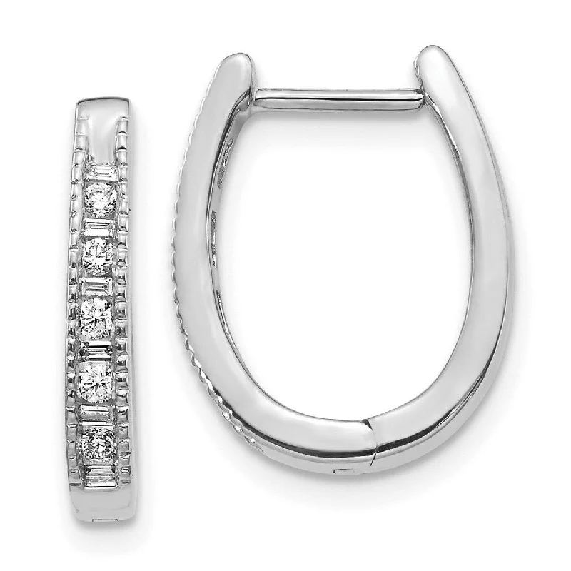 Crest motif earrings-Curata 14k White Gold Diamond Hoop Earrings Measures 16x13mm Wide 2mm Thick