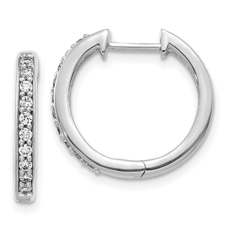 Curled wire earrings-Curata 14k White Gold Diamond Hoop Earrings Measures 16x17mm Wide 2mm Thick