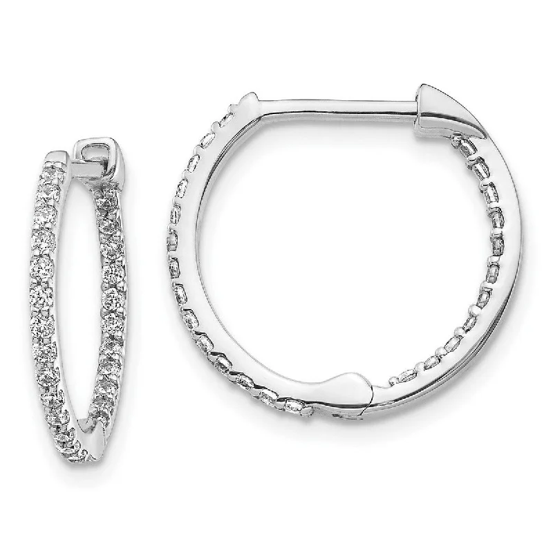 Molten silver earrings-Curata 14k White Gold Diamond Hoop Earrings Measures 16x17mm Wide 2mm Thick