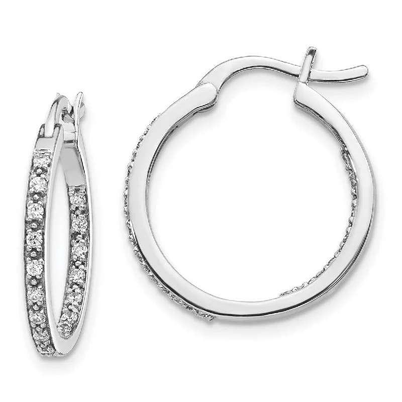 Spotted hoop earrings-Curata 14k White Gold Diamond In Out Hoop Earrings Measures 18x18mm Wide 2mm Thick