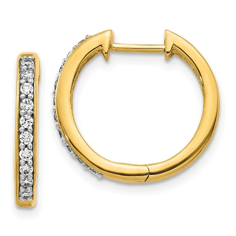 Classic lapis earrings-Curata 14k Yellow Gold Diamond Hoop Earrings Measures 16x17mm Wide 2mm Thick