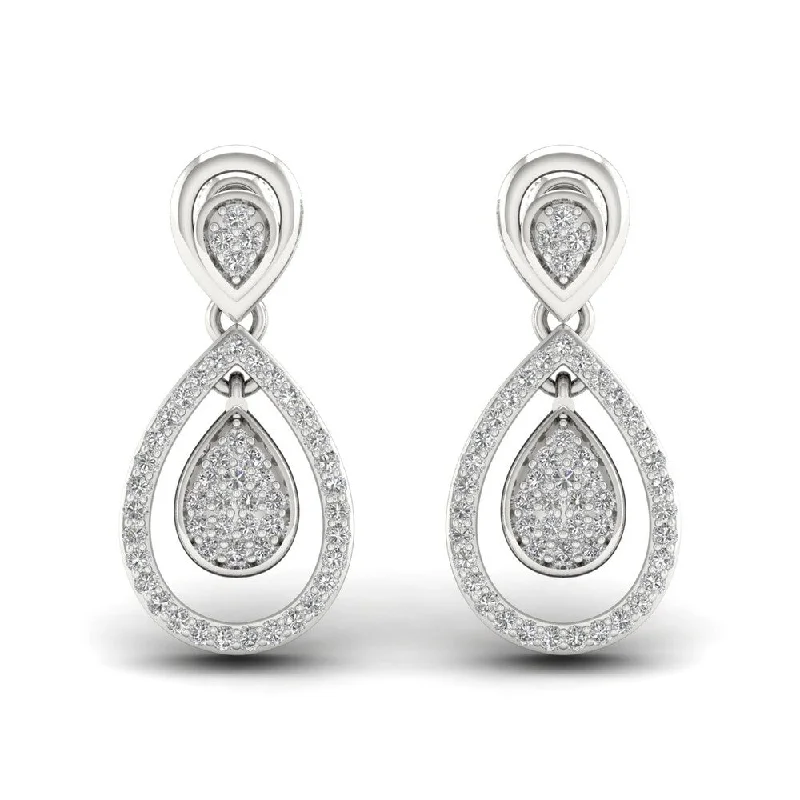 Faint silver earrings-De Couer 1/4ct Diamond Infinity Drop Earrings (H-I, I2) - White