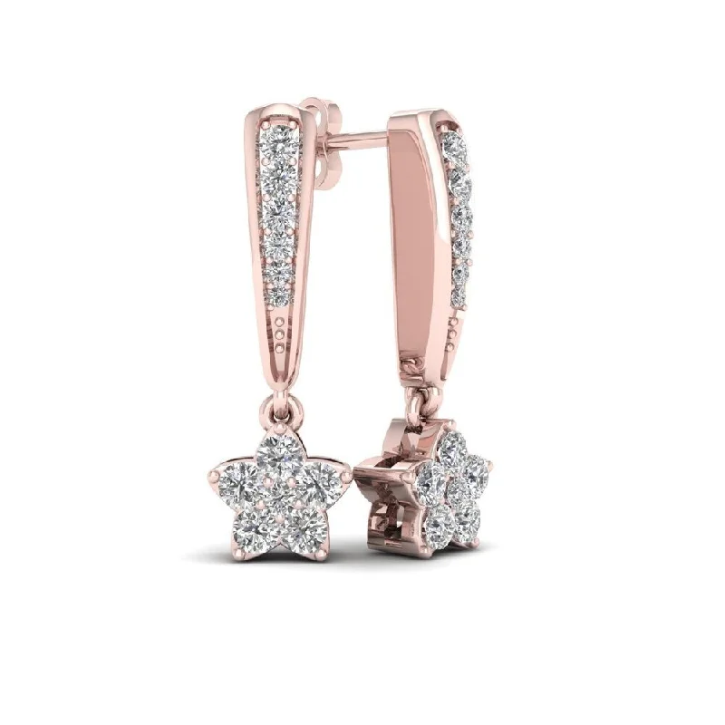 Precision cut earrings-De Couer 1/4ct TDW Diamond Star Dangle Earrings (H-I, I2) - Pink