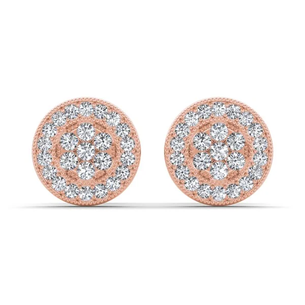 Scored hoop earrings-De Couer 10k Rose Gold 1/8ct TDW Diamond Cluster Earring - Pink