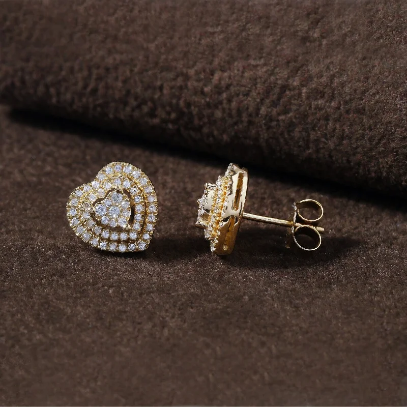 Streamlined earrings-De Couer 10K Yellow Gold 1/3ct TDW Diamond Heart Shape Earrings