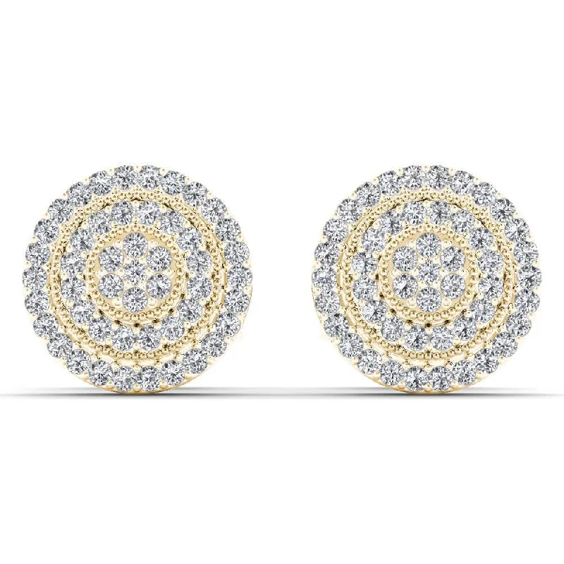 Sleek cobalt earrings-De Couer 10k Yellow Gold 1/4ct TDW Diamond Halo Earring