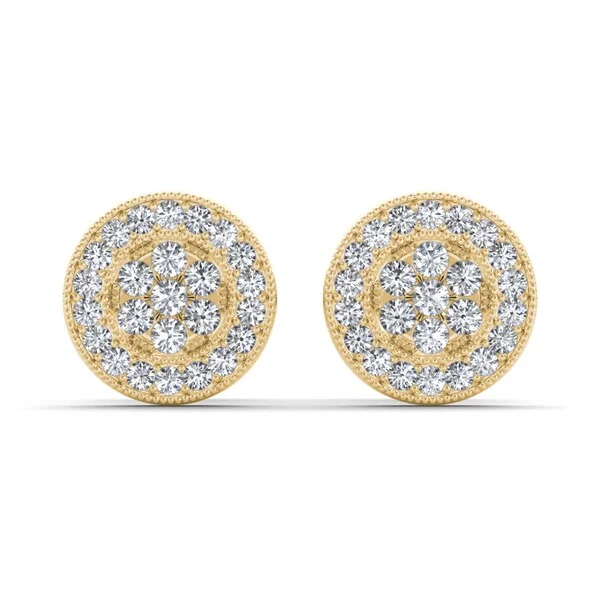 Stamped initial earrings-De Couer 10k Yellow Gold 1/8ct TDW Diamond Cluster Earring