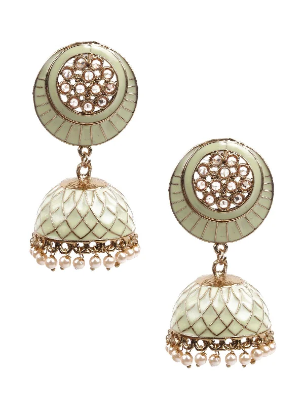 Pointed stone earrings-Odette Women Delicate Blue Meenakari Jhumki Earrings