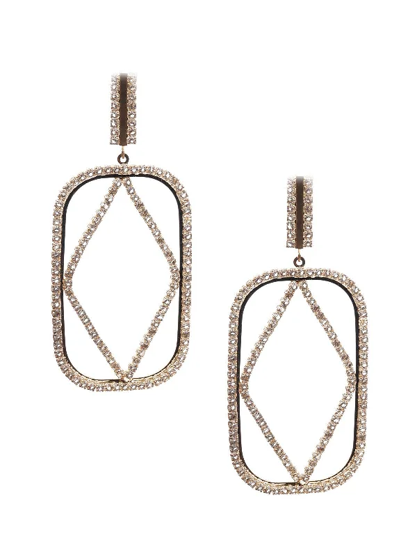 Three-gem earrings-Odette Women Delicate Gold Metal Earrings