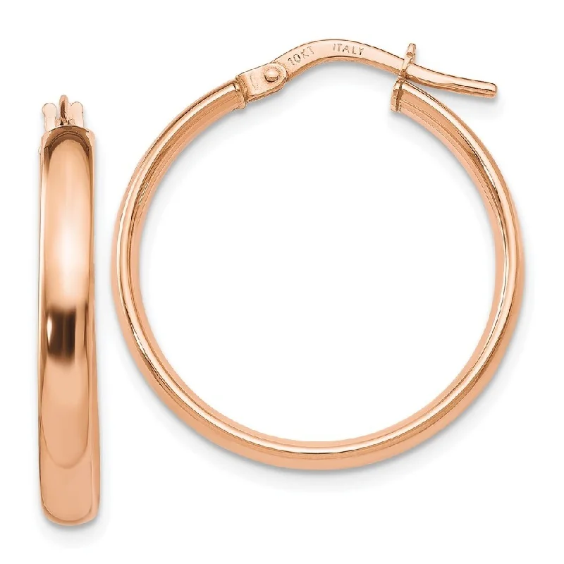 Pearlized stone earrings-Diamond2Deal 10K Rose Gold Polished Hoop Earrings (L-23.5mm, W-8.75mm)