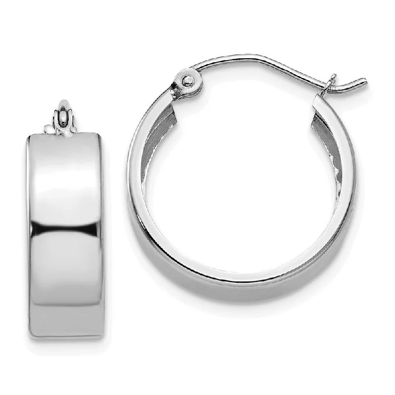 Rough gem earrings-Diamond2Deal 10k White Gold Fancy Hoop Earrings (L-13mm, W-5.5mm)