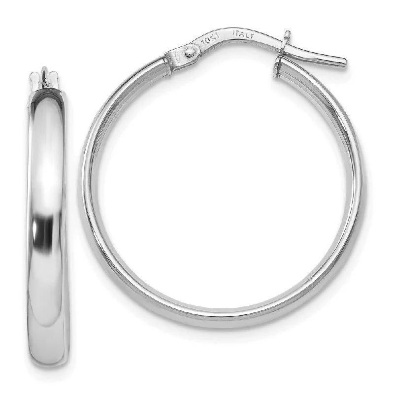 Hand-scored earrings-Diamond2Deal 10K White Gold Polished Hoop Earrings (L-22mm, W-11mm)