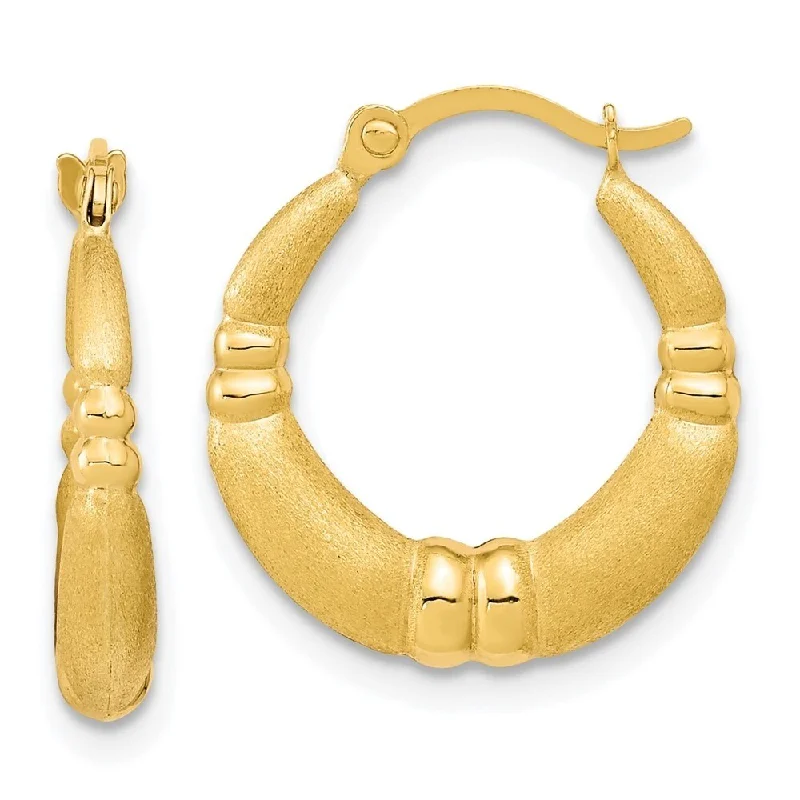 Lustrous gold earrings-Diamond2Deal 10k Yellow Gold Polished and Satin Hoop Earrings (L-18.08mm, W-16.35mm)