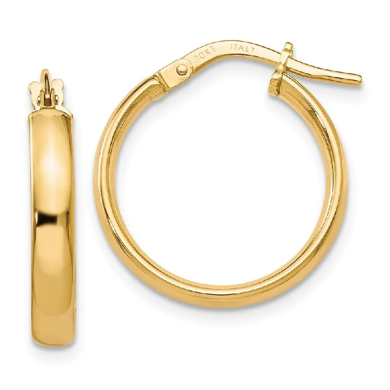 Bent stone earrings-Diamond2Deal 10k Yellow Gold Polished Hoop Earrings (L-13.5mm, W-9.25mm)