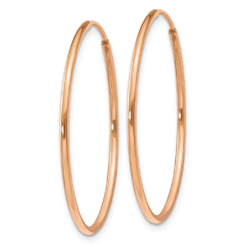 Shining drop earrings-Diamond2Deal 14k Rose Gold 1.2mm Polished Endless Hoop Earrings (L-30mm, W-30mm)