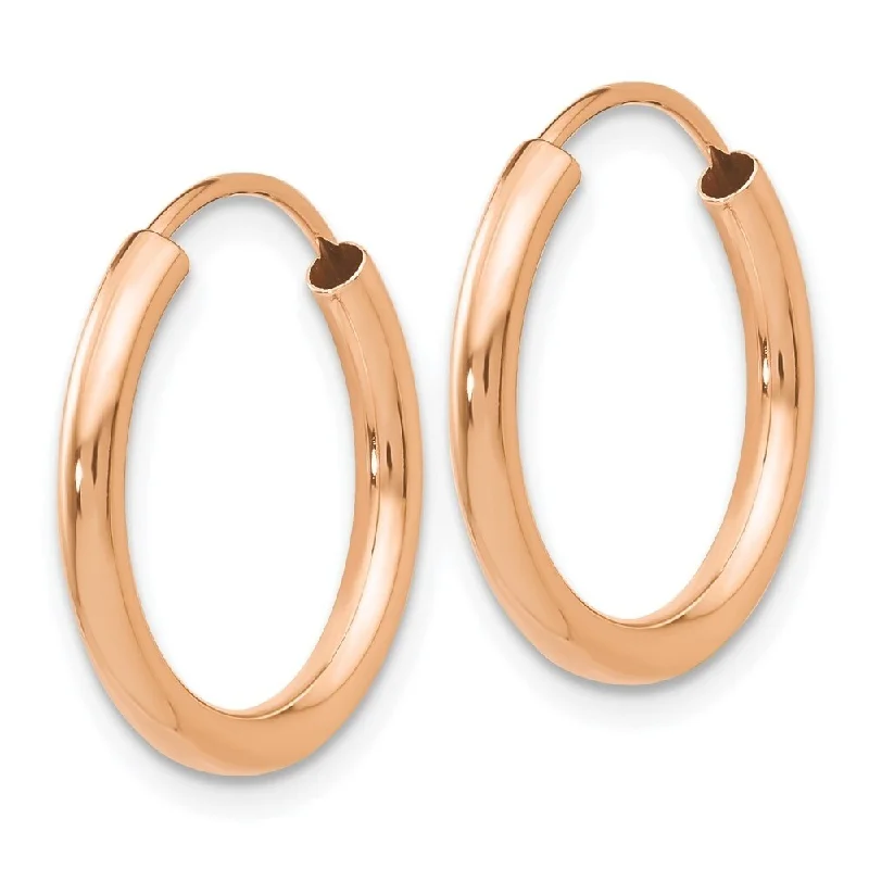 Stellar design earrings-Diamond2Deal 14k Rose Gold Polished Round Endless 2mm Hoop Earrings (L-17.5mm, W-17.5mm)