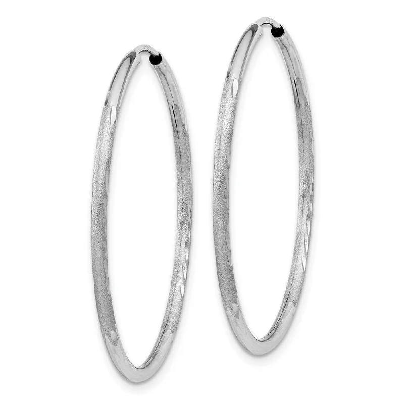 Coupled hoop earrings-Diamond2Deal 14k White Gold 1.5mm Diamond-cut Endless Hoop Earrings (L-31mm, W-31mm)