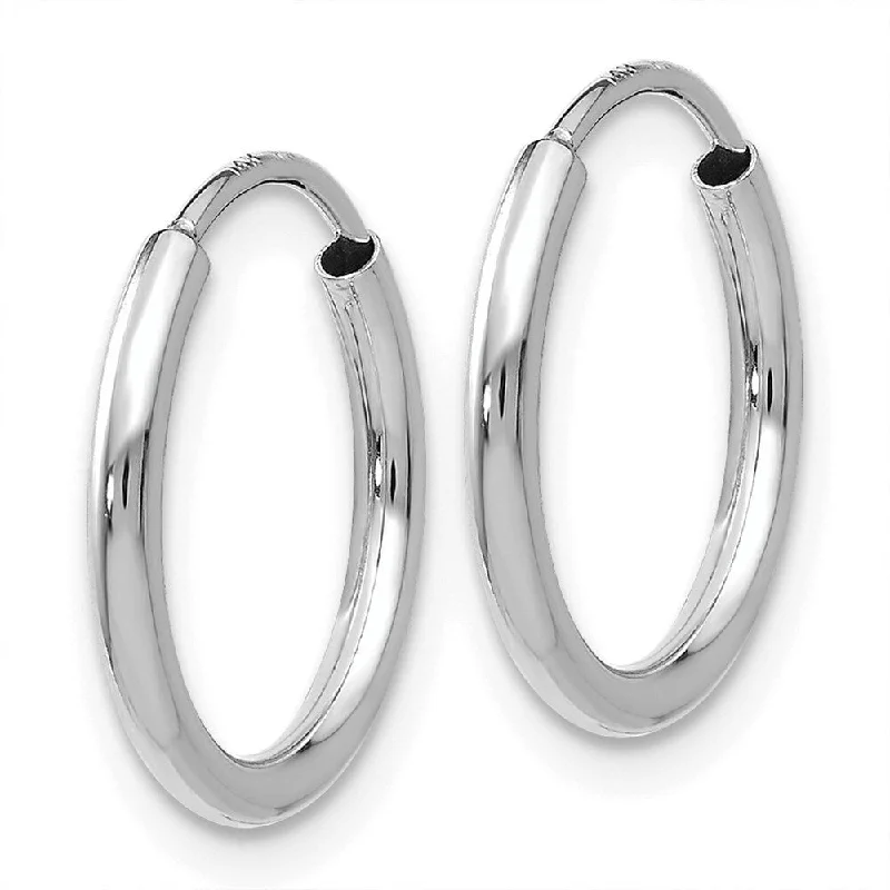 Curled wire earrings-Diamond2Deal 14k White Gold 1.5mm Polished Endless Hoop Earrings (L-15mm, W-15mm)