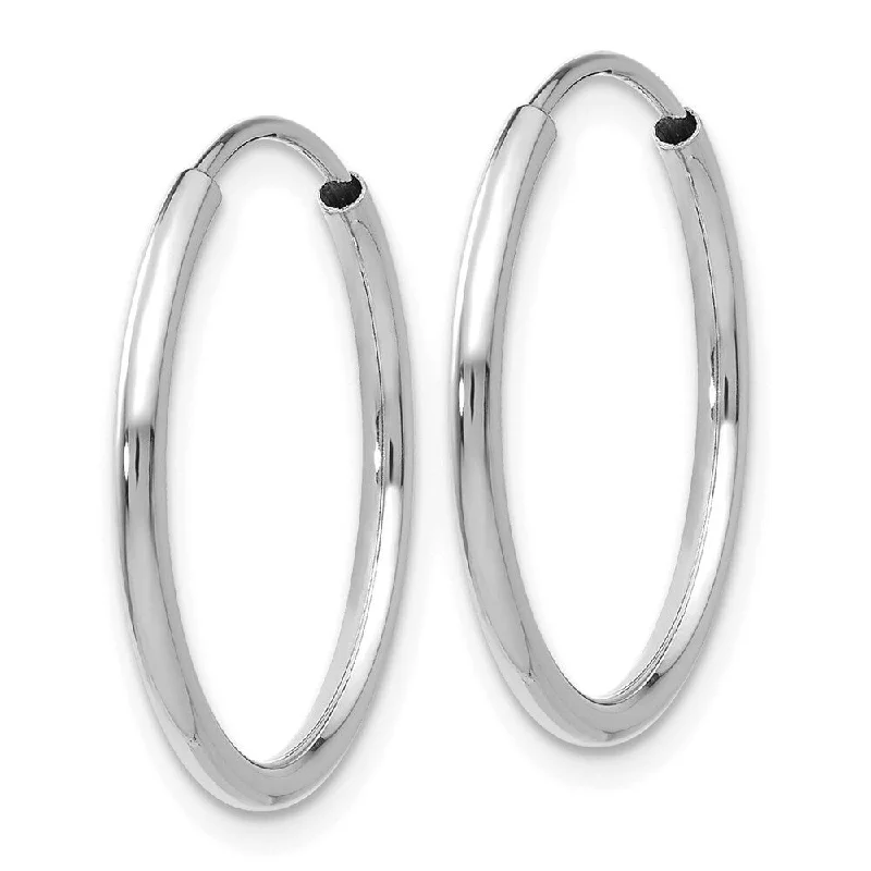 Rough gem earrings-Diamond2Deal 14k White Gold 1.5mm Polished Endless Hoop Earrings (L-17mm, W-17mm)