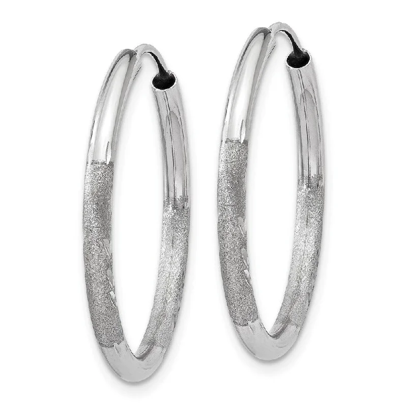 Vibrant diamond earrings-Diamond2Deal 14k White Gold 2mm Diamond-cut Endless Hoop Earrings (L-21mm, W-21mm)