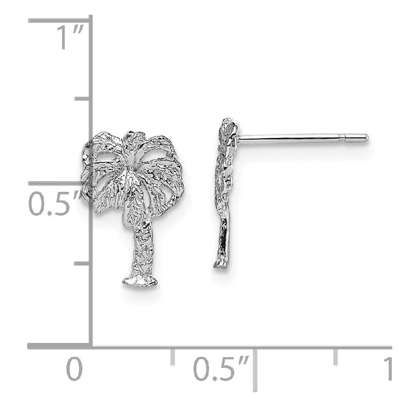 Infinite weave earrings-Diamond2Deal 14K White Gold Palm Tree Stud Earrings (L- 10.8 mm, W- 7.1 mm)