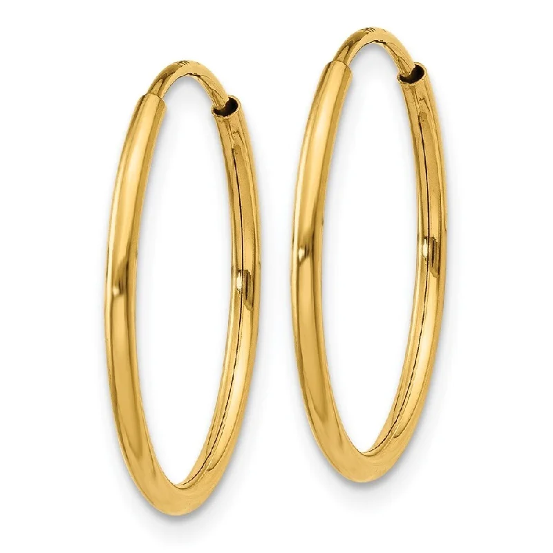 Scored edge earrings-Diamond2Deal 14k Yellow Gold 1.25mm Endless Hoop Earrings (L-20mm, W-20mm)