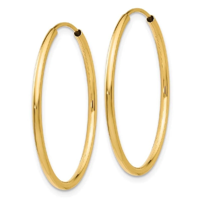 Rough gem earrings-Diamond2Deal 14k Yellow Gold 1.5mm Polished Round Endless Hoop Earrings (L-26mm, W-26mm)