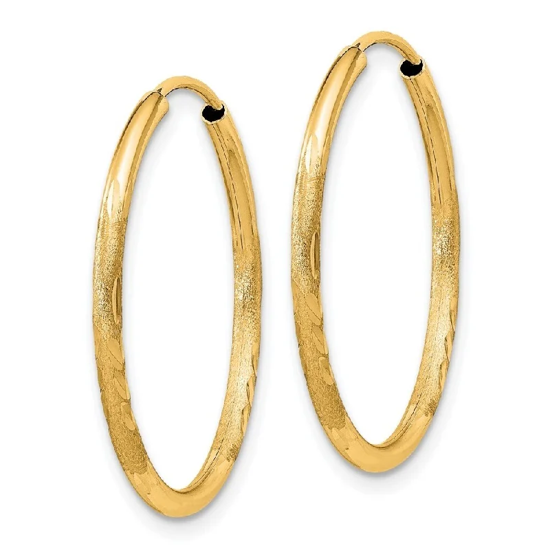 Protruding gem earrings-Diamond2Deal 14k Yellow Gold 1.5mm Satin Diamond-cut Endless Hoop Earrings (L-22mm, W-22mm)