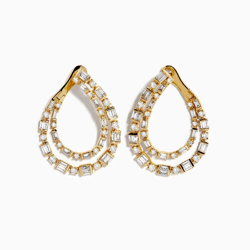 Streamlined earrings-D'Oro 14K Yellow Gold Diamond Statement Earrings 2.01 TCW