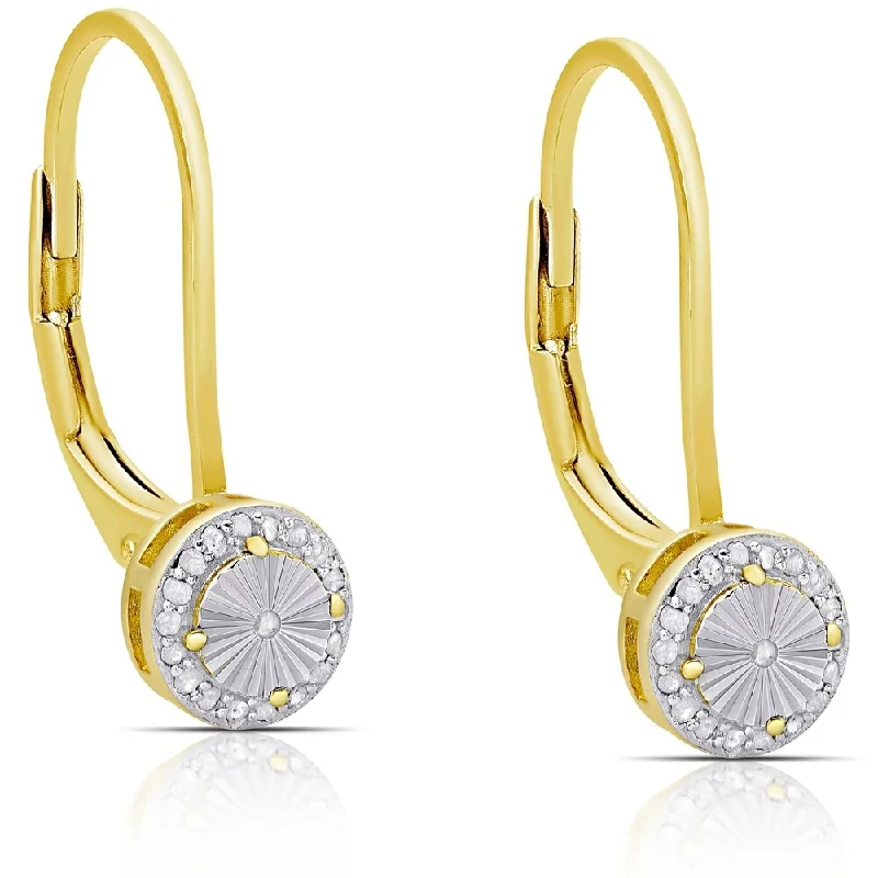 Molten gold earrings-Finesque Sterling Silver 1/4ct TW Diamond Miracle Plate Earrings