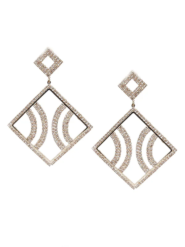 Thick gold earrings-Odette Women Gold And White Dangler Earrings