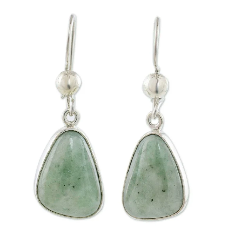 Edgy titanium earrings-Handmade Apple Green Sterling Silver Jade Earrings (Guatemala)