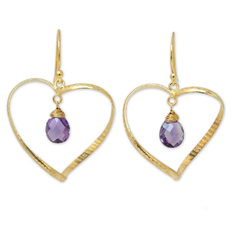 Bold agate earrings-Handmade Gold Overlay 'Love's Secrets' Amethyst Earrings (Thailand)