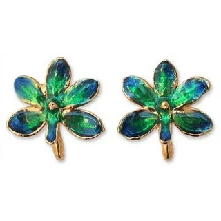 Swept design earrings-Handmade Goldplated Brass 'Aqua Perfection' Orchid Earrings (Thailand)