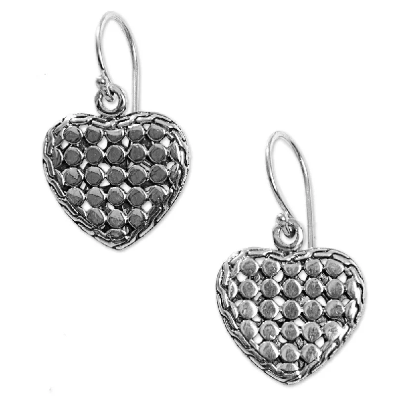 Vine-twist earrings-Handmade Heart of Steel Sterling Silver Earrings (Indonesia) - 1.2*0.7