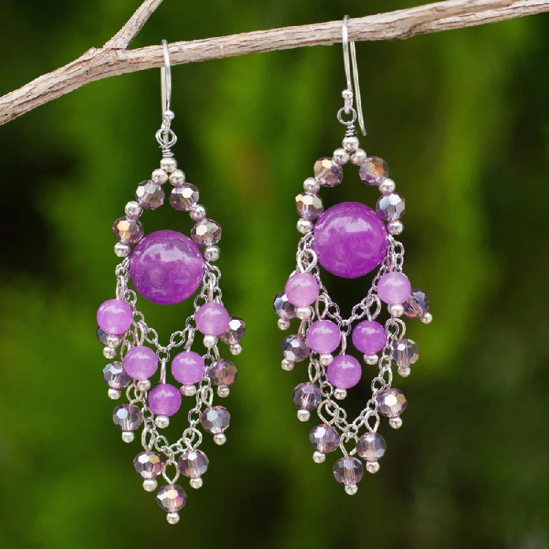 Lustrous gold earrings-Handmade Sterling Silver 'Brilliant Meteor' Purple Quartz Earrings (Thailand) - White - 2.6*0.8