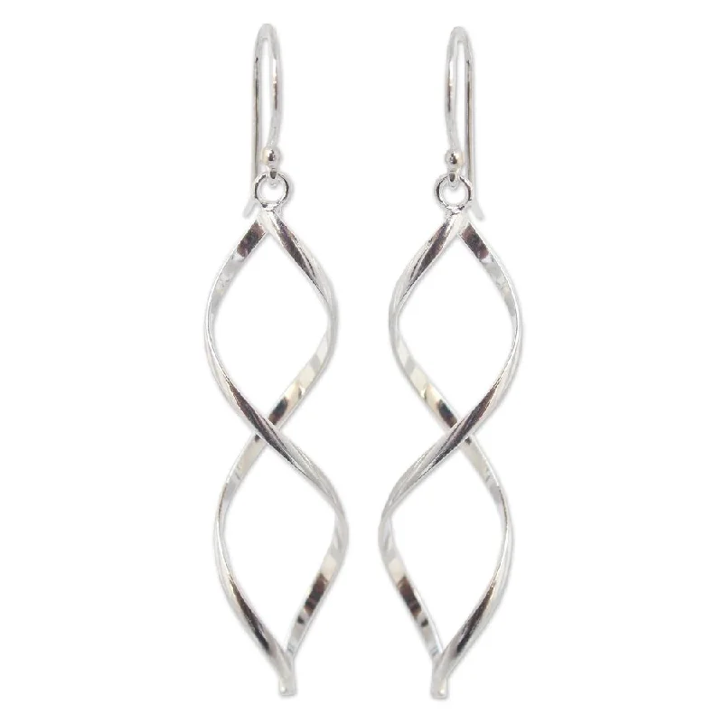 Glossy hematite earrings-Handmade Sterling Silver 'Infinito' Earrings (Thailand)