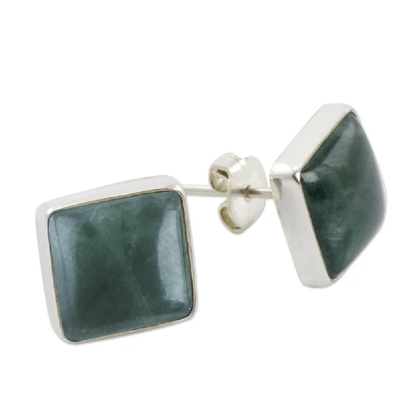 Tiered hoop earrings-Handmade Sterling Silver 'Life Divine' Jade Earrings (Guatemala)